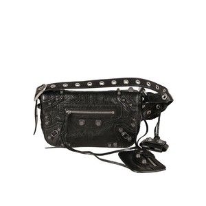 Balenciaga Black Lambskin Flap Bag With Adjustable Strap - NWT
